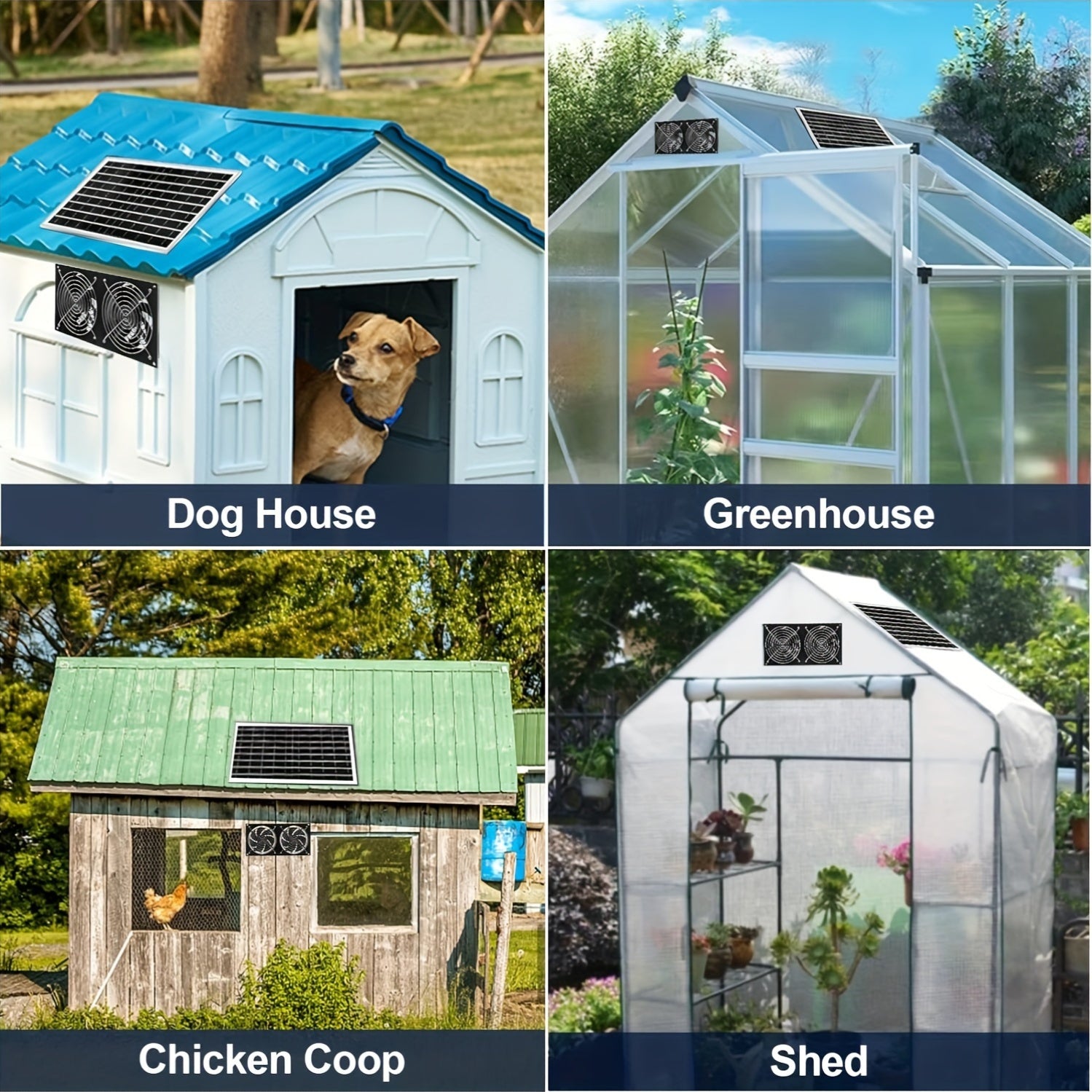 Вентилятор с солнечной батареей 15 Вт, большой воздушный поток, для теплицы, чердака, курятника, подвала