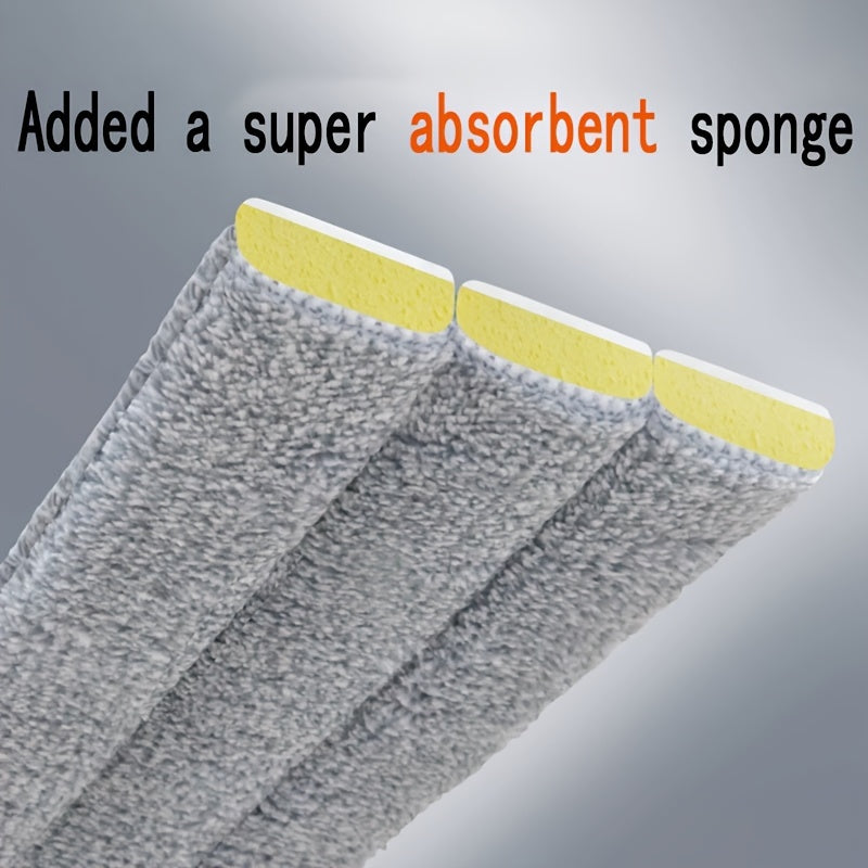 Flat Mop with Super Absorbent Sponge, Hand-Free Washing, Quiet Mopping for Home