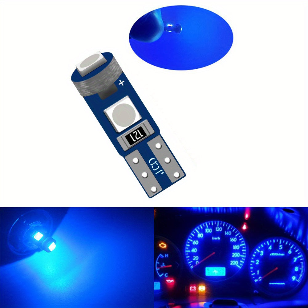 10 piezas de luces LED T5 para tablero de coche, lámpara interior, 12V, blanco brillante