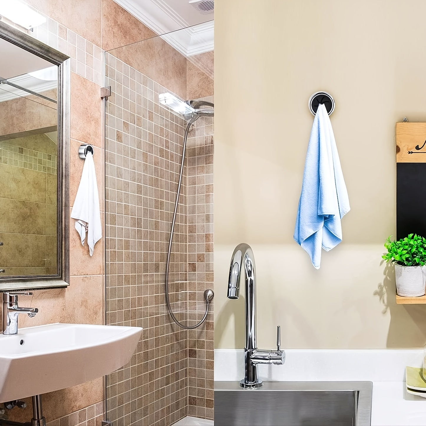 Kitchen Towel Holder Set of 3 Self-Adhesive Wall Mounts for Bathroom Kitchen Garage