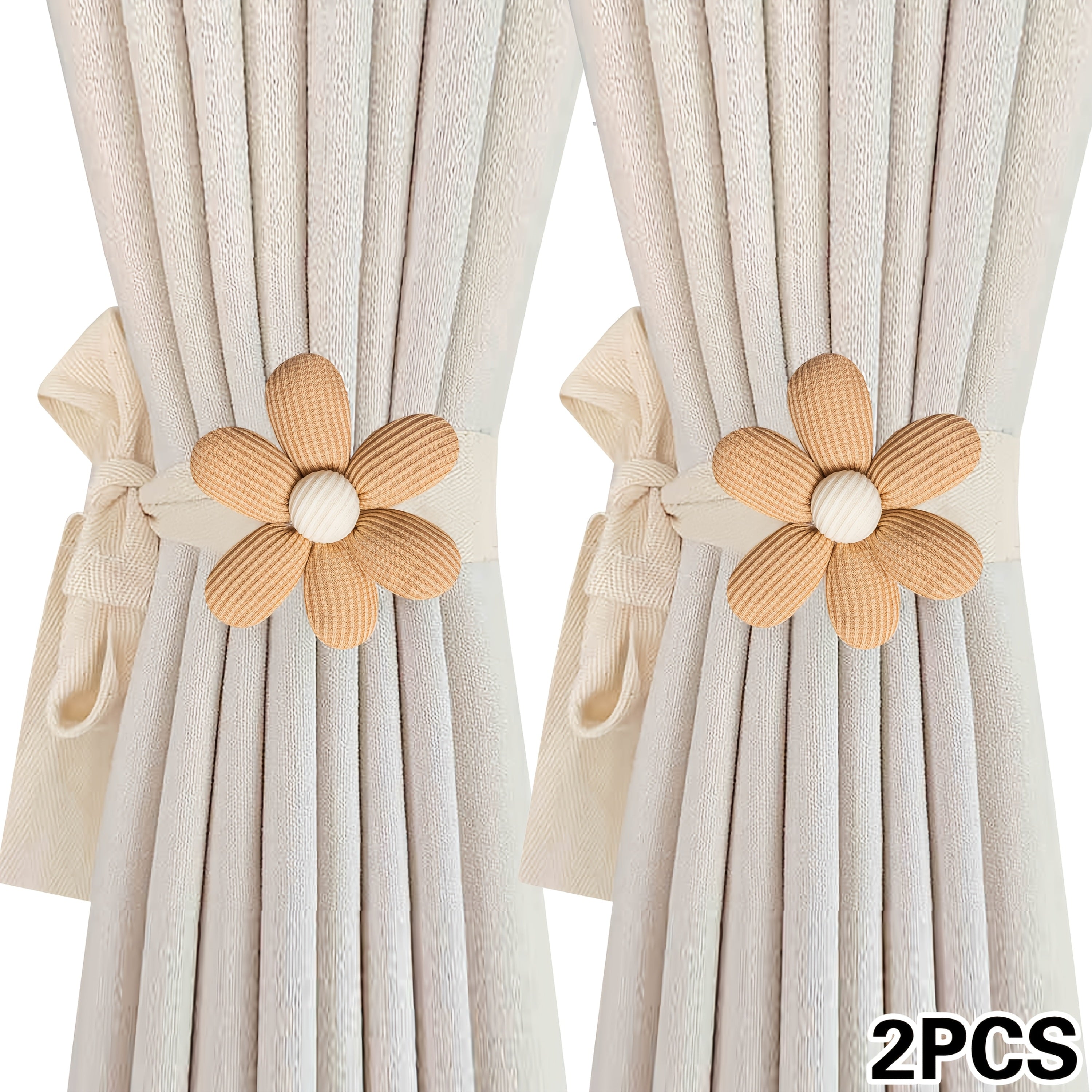 Set of 2 Lion Plush Curtain Tiebacks with 3D Flowers for Bedroom Living Room Decor