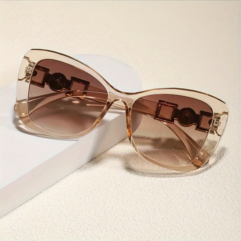 Women's Cat Eye Sunglasses with Faux Pearl Embellishments, PC Frame and Lens