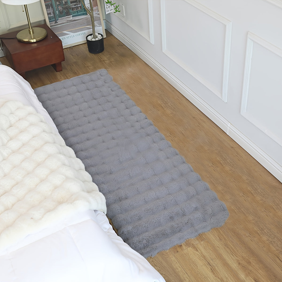 Alfombra de terciopelo burbuja suave y esponjosa para dormitorio y sala de estar antideslizante e impermeable