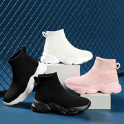 Zapatillas altas de mujer con calcetín, transpirables, de punto, slip-on, para caminar