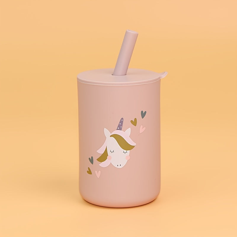 Vaso de silicona para niños de 6 oz con pajilla y tapa, libre de BPA, apto para lavavajillas, apto para microondas, en varios colores