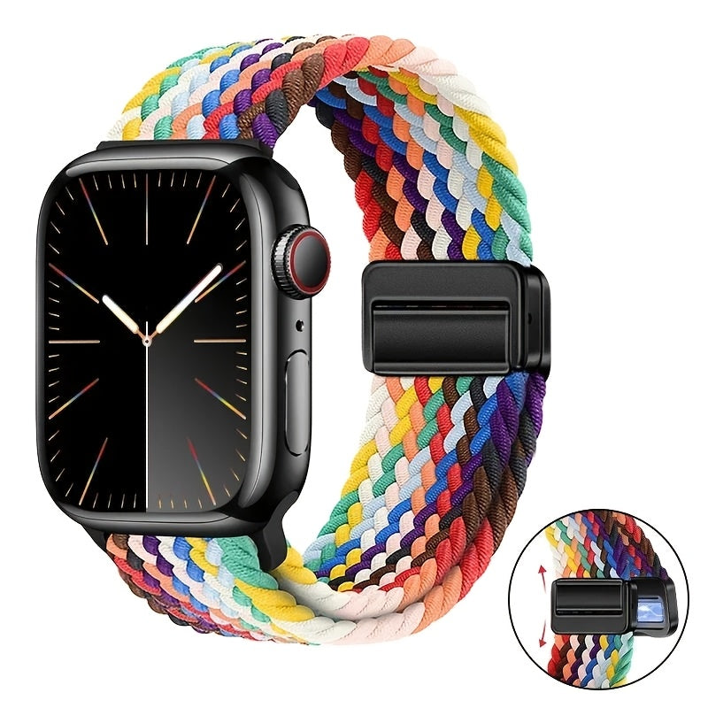Bir nechta ranglarda Apple Watch Series 1-10 Ultra uchun sozlanadigan naylon magnit soat bandi