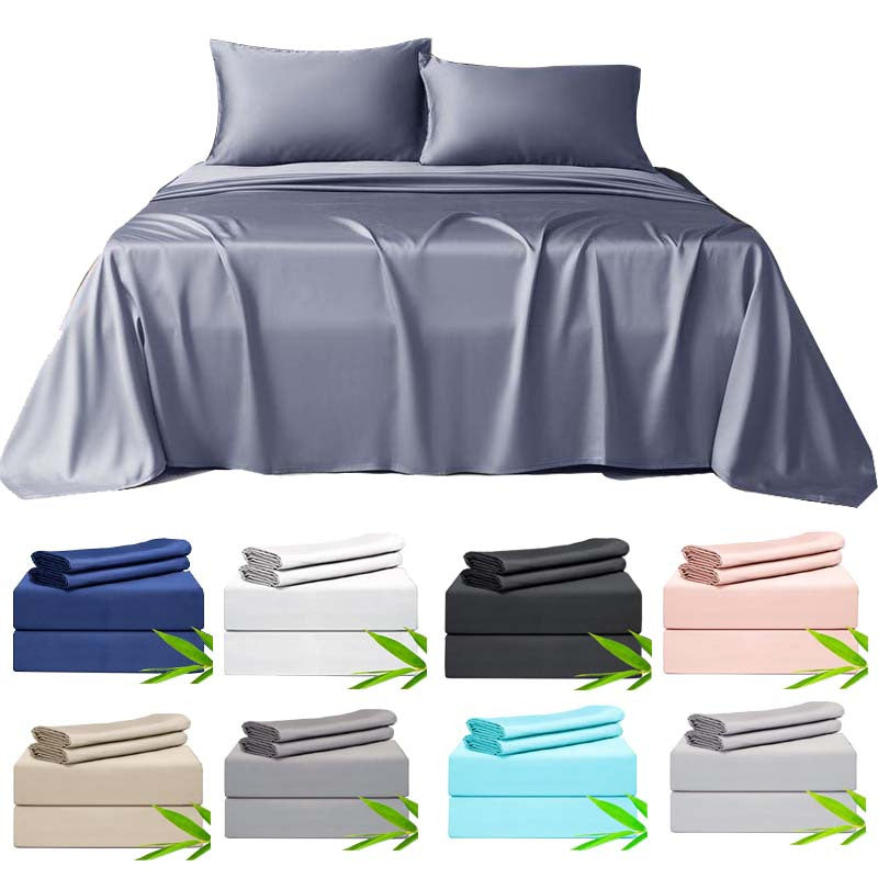 Luxuriously Soft Bamboo Fiber Bedding Set 4-Piece Hypoallergenic Machine Washable