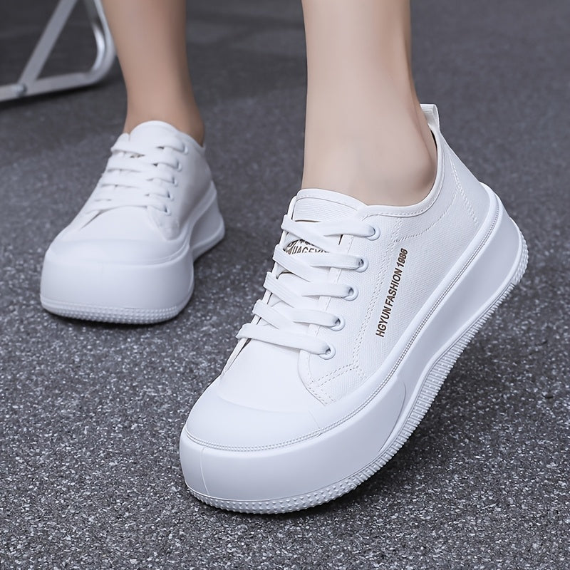 Ayollar uchun oq platformali tizzaga bog‘langan poyabzal, kundalik, qulay, sirpanishga qarshi