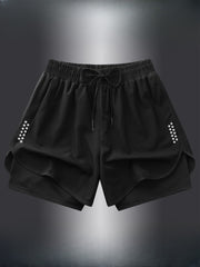 Pantalones cortos deportivos de poliéster para hombre, secado rápido, estampado, casual, entrenamiento, verano