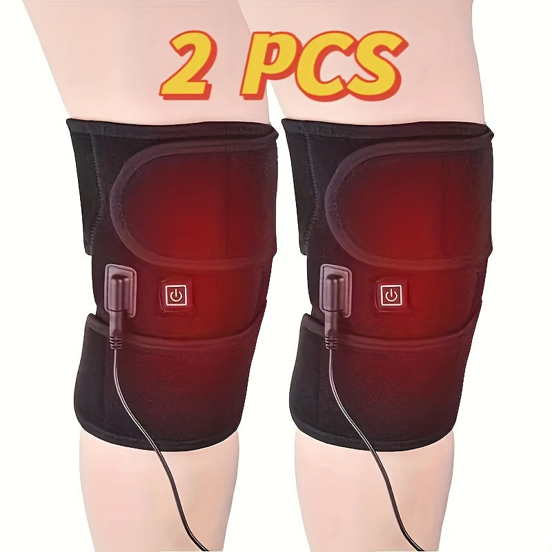 USB quvvatlangan isitiladigan tizzalar uchun yostiqlar, sozlanadigan tasmalari, ikki boshli, 3 ta haroratni boshqarish, polyester mato, batareya talab qilinmaydi, qizil va qora dizayn - keksa insonlar uchun ideal sovg'a.