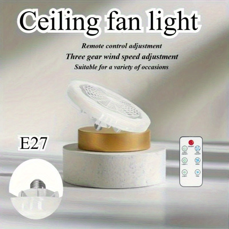E27 Screw Socket Fan Lamp with Remote Control, Independent Fan and Light, Suitable for Bedrooms and Living Rooms