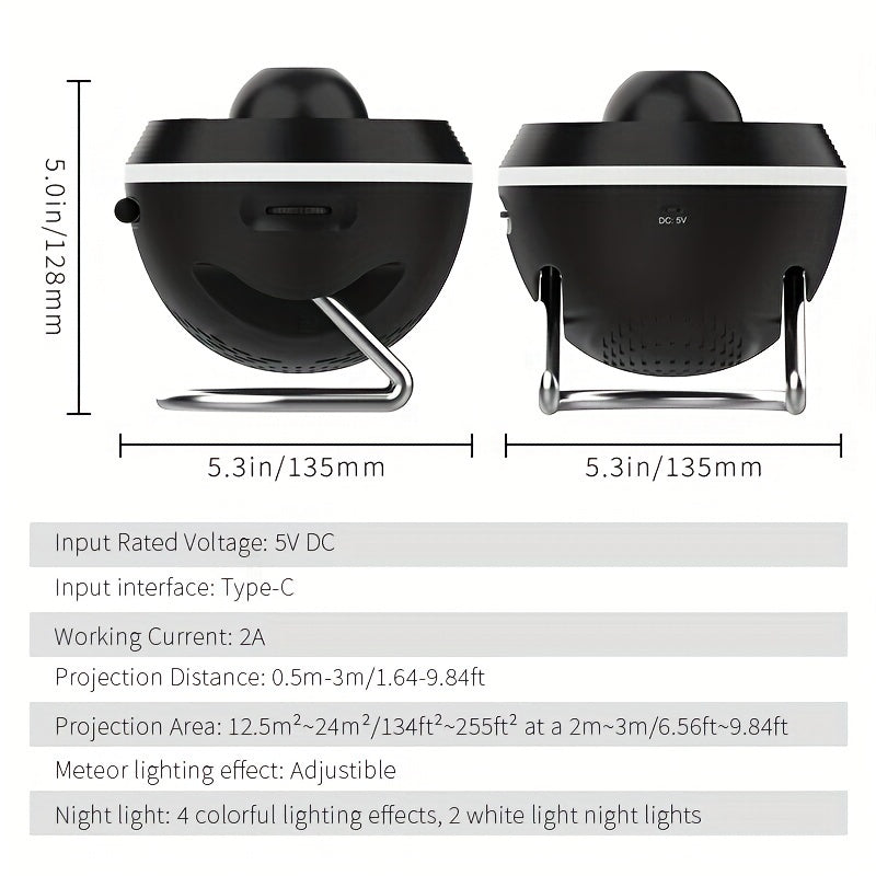 4K 13-in-1 Space Projector with Rotating Ball RGB Ambient Light for Bedroom Home Theater