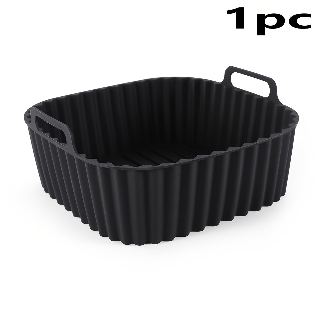 Square Silicone Air Fryer Accessories Set with Bacon Rack Cake Mold and Liner Black