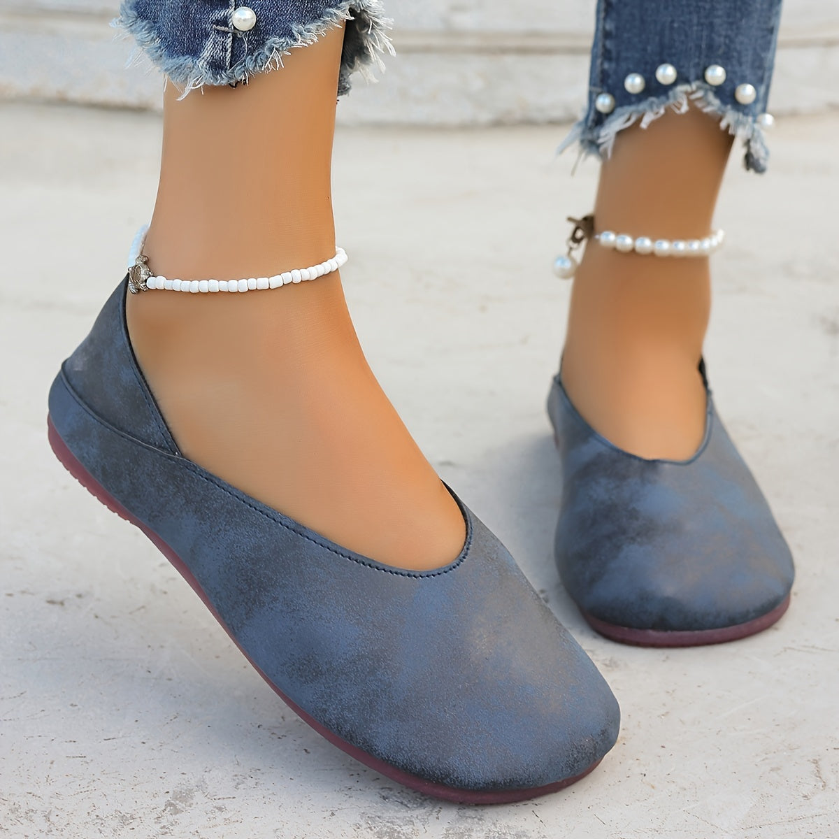 Women's Slip-On Flats Soft PU Loafers Non-Slip Sole Casual Shoes