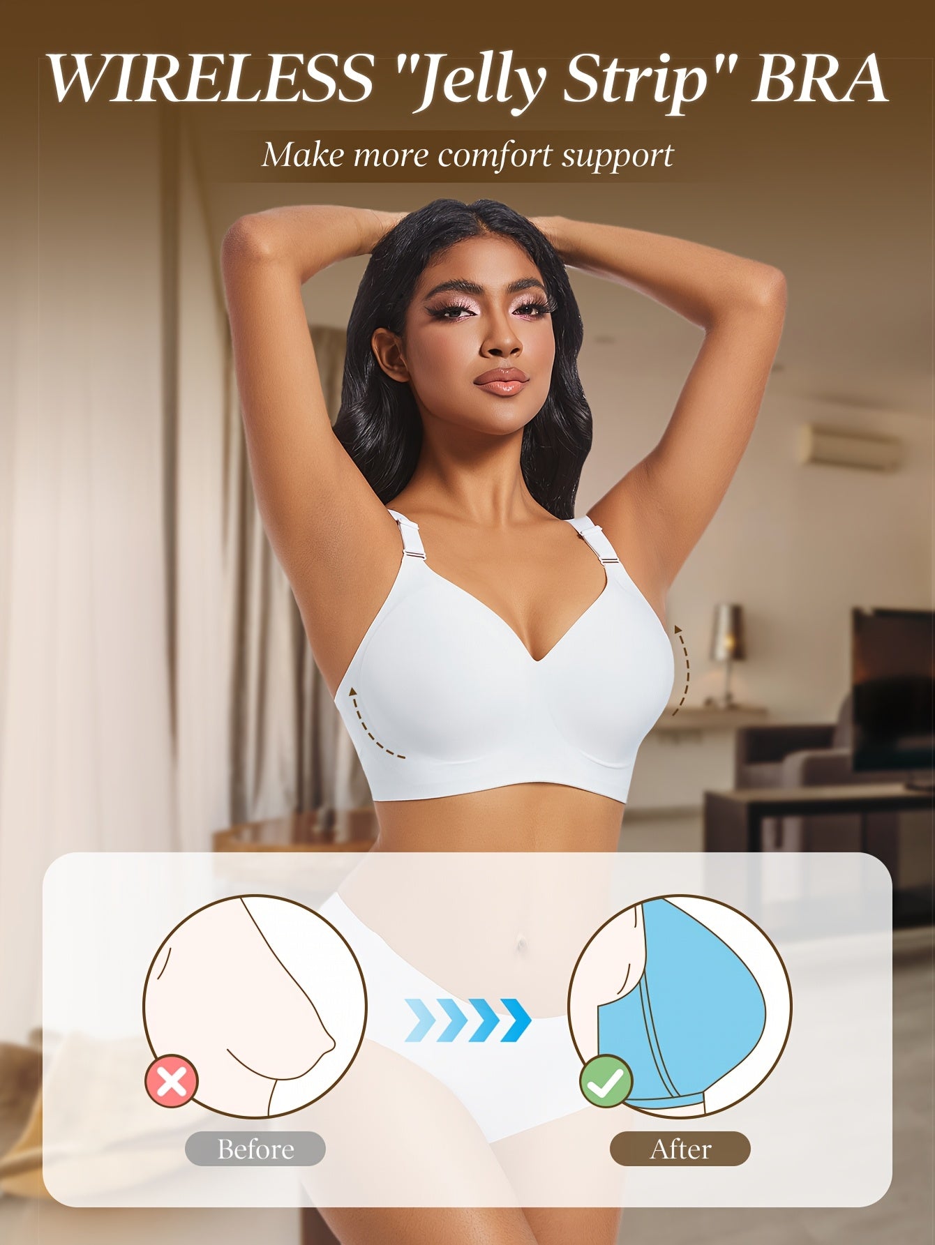 Women's Seamless Wireless Push-Up Bra for Comfort and Support