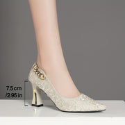 Women’s High Heel Shoes Apricot Chunky Heel Comfortable Stylish