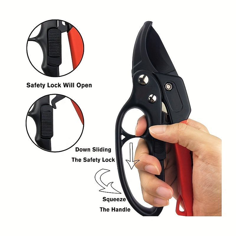 Professional Ratchet Anvil Pruning Shears with Segmented Pulley and Reinforced Handle
