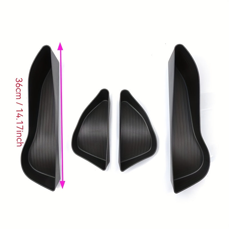 4pcs Black Rubber Door Edge Storage Inserts for Car Door Panel Organizer