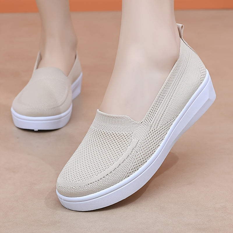 Women's Slip-On Flats Breathable Fabric Casual Shoes All-Season