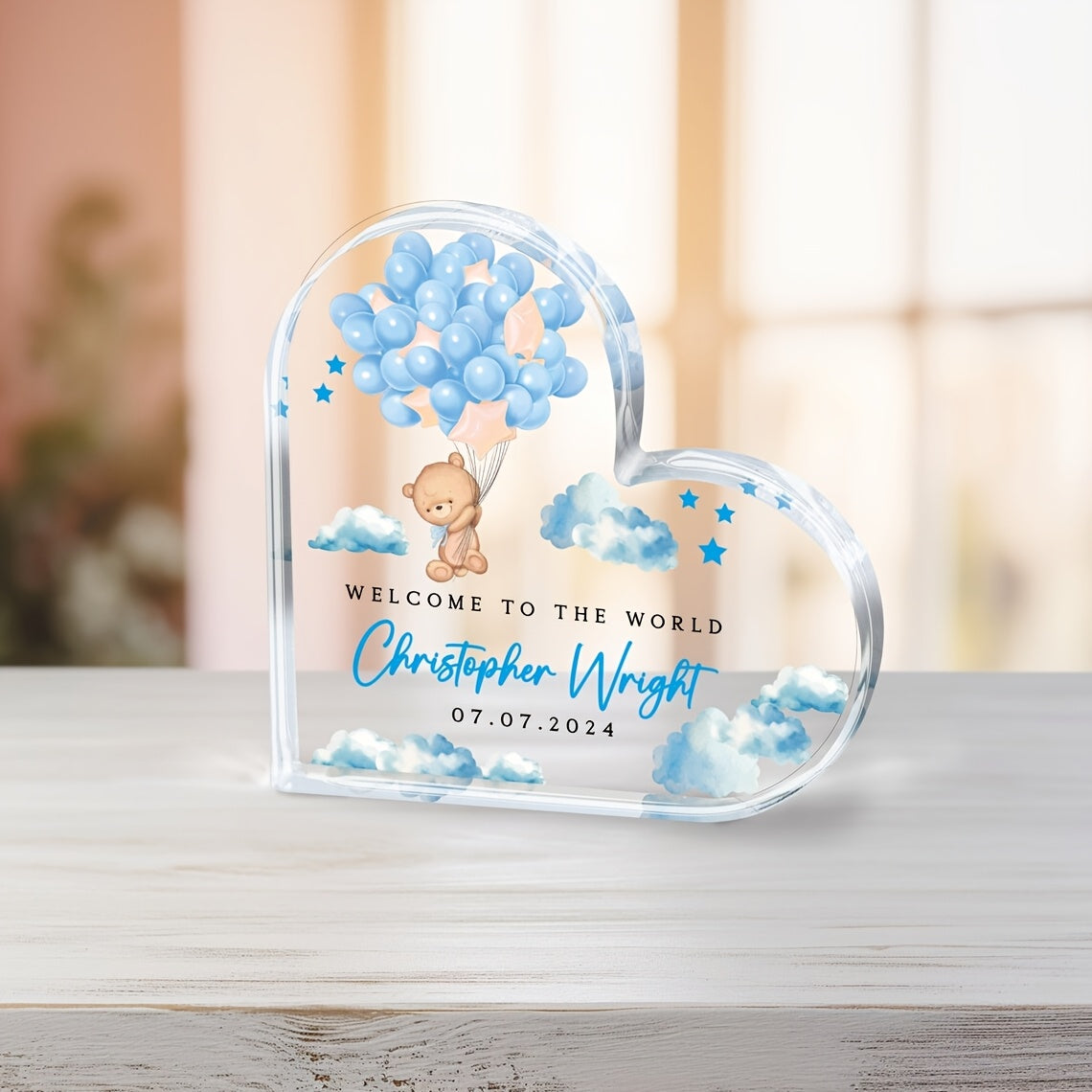 Customized Kids Boy Memento Vertical Acrylic Photo Frame for Nursery and Baby's First Year