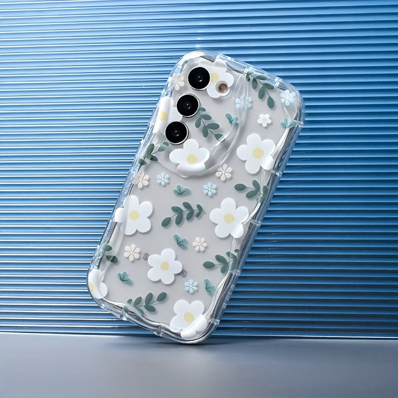 Mobile Phone Case with Flower Pattern for Samsung Galaxy A Series TPU Transparent Protective Cover