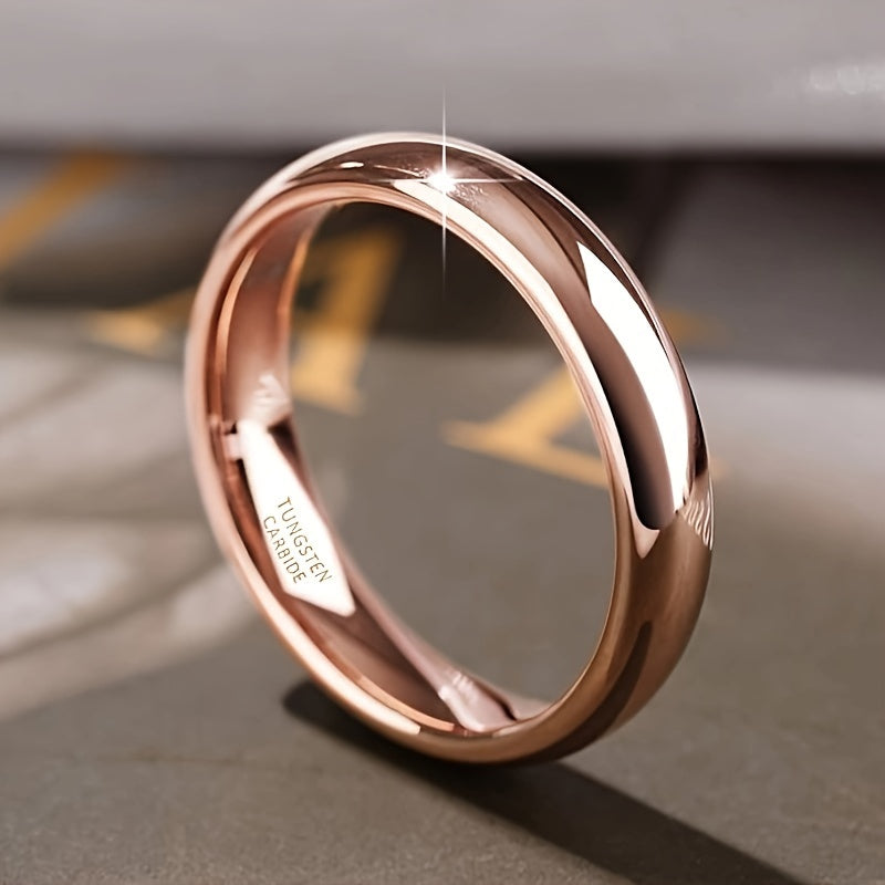 Unisex Rose Gold Tungsten Steel Ring 4mm Minimalist Wedding Engagement Sizes 4-13