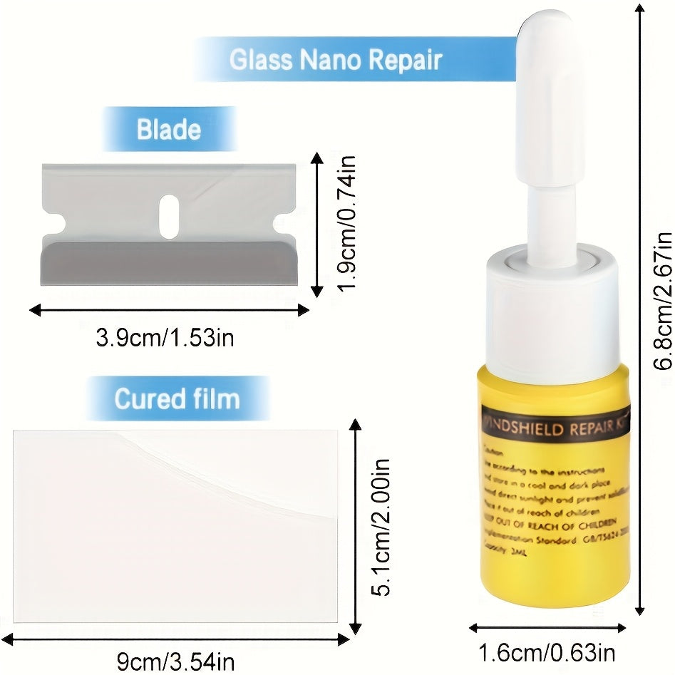 Car Windshield Repair Kit Liquid Glass Filler for Chips and Cracks