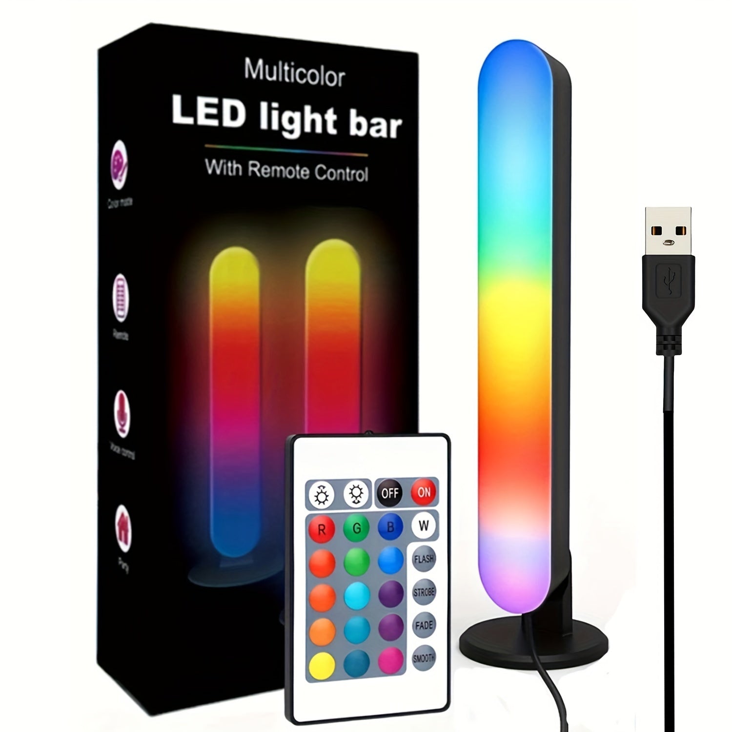 RGB LED Light Bar with Remote Control USB Powered for Ambient Lighting in Gaming TV Bedroom and Desktop