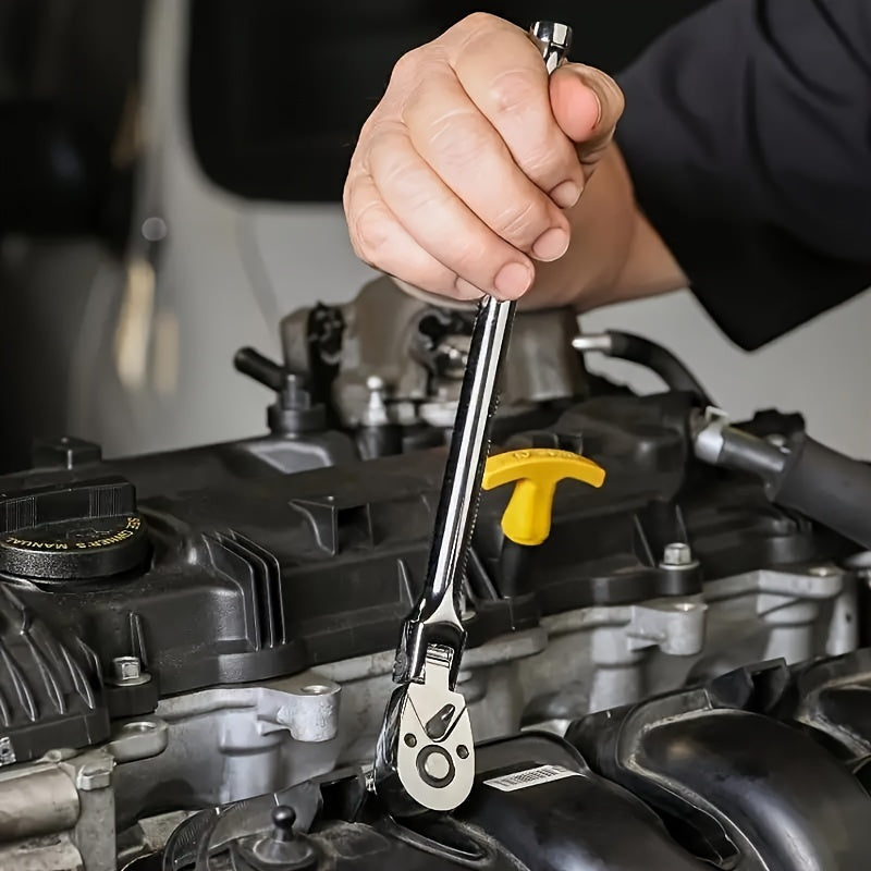 6-Piece Chrome Vanadium Flex-Head Ratchet Set With Extension Bars