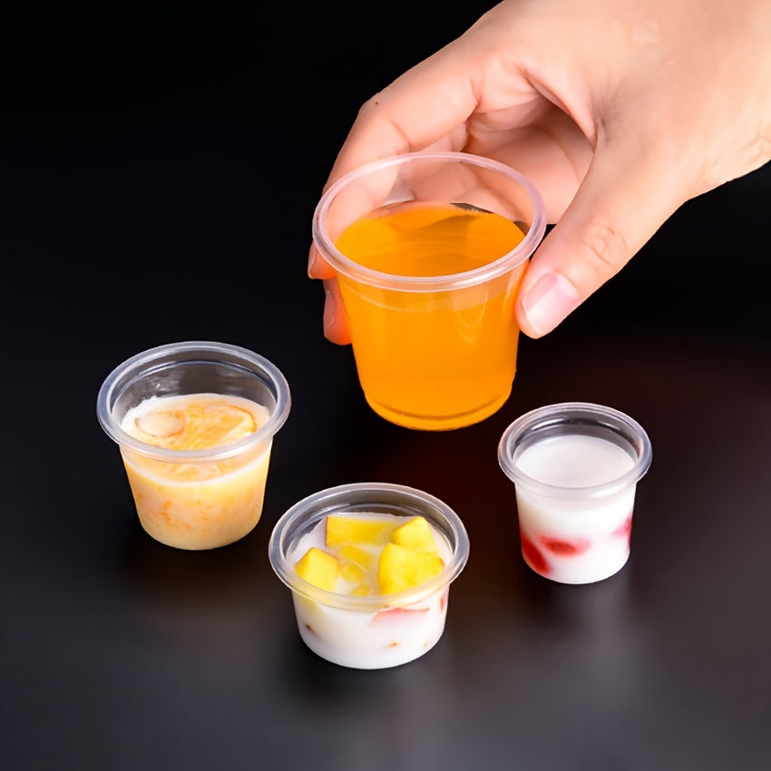 Set of 38 Transparent Plastic Trial Cups for Small Aviation Tasting Beverages, Dishwasher Safe, 4 Sizes