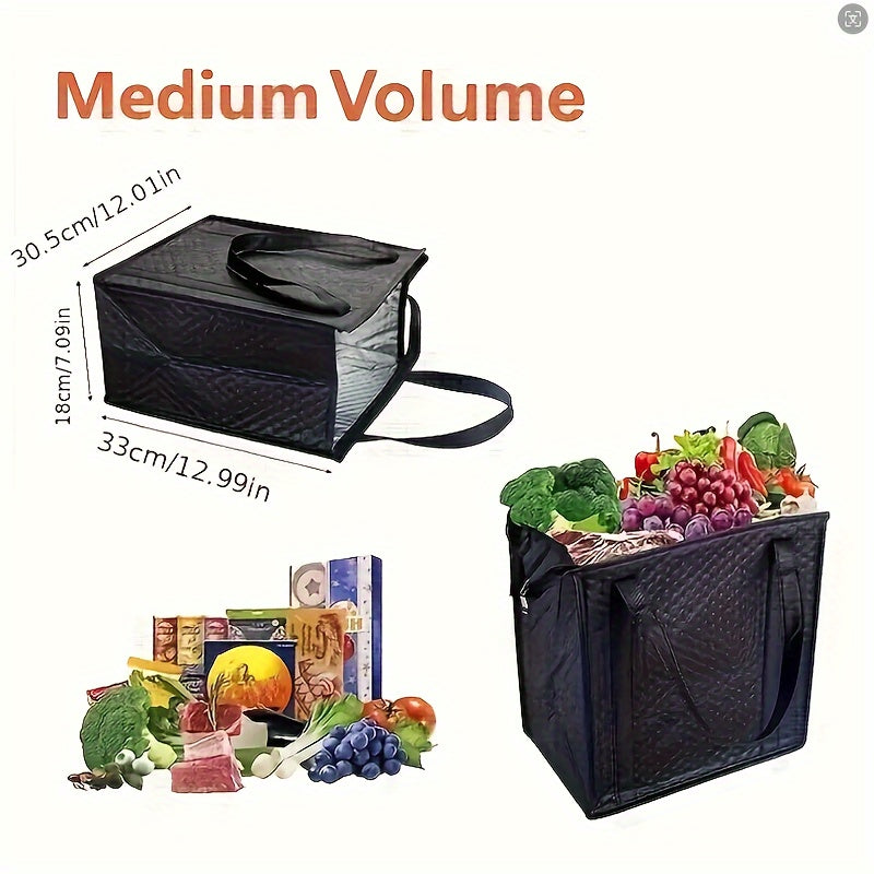 Insulated Shopping Bag with Ice Pack Large Capacity Non-Woven Fabric Durable Handles