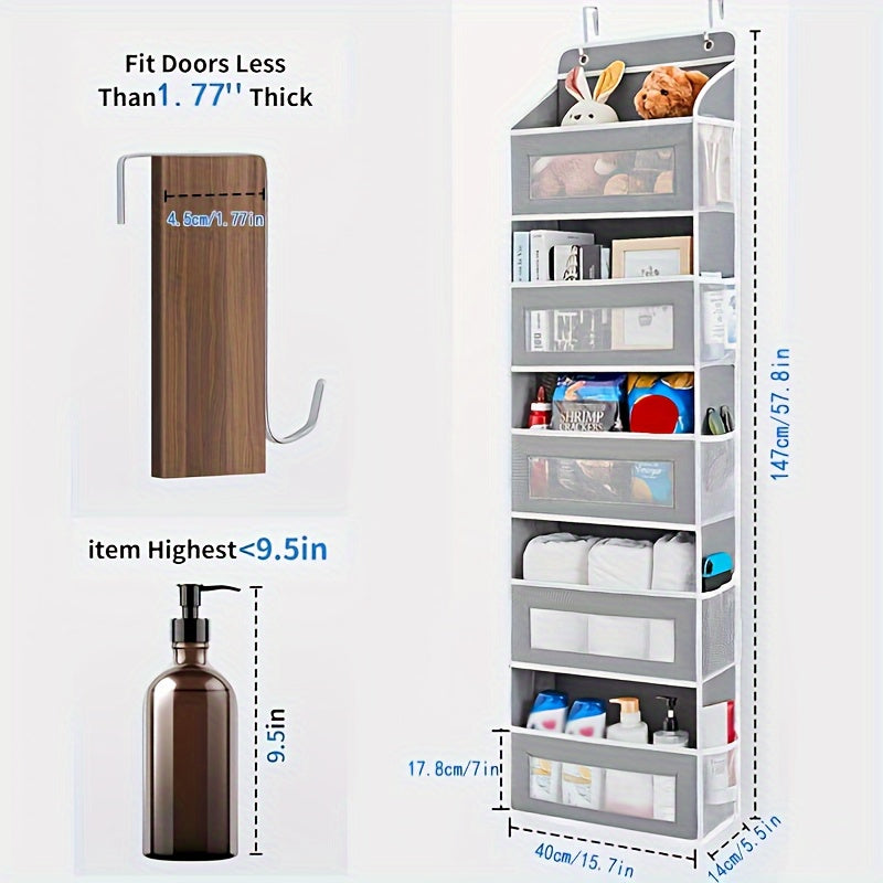 Door Hanging Storage Organizer with 5 Shelves and Pockets for Bedroom Bathroom Pantry