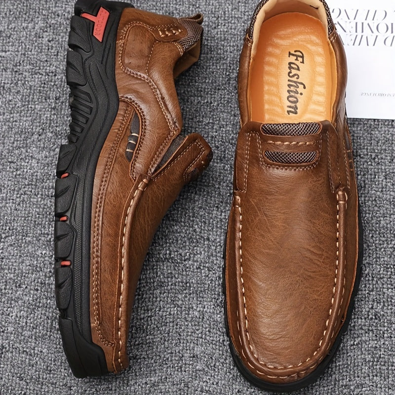 Men's PU Leather Loafers Casual Slip-On Shoes for Outdoor Activities in Spring and Autumn