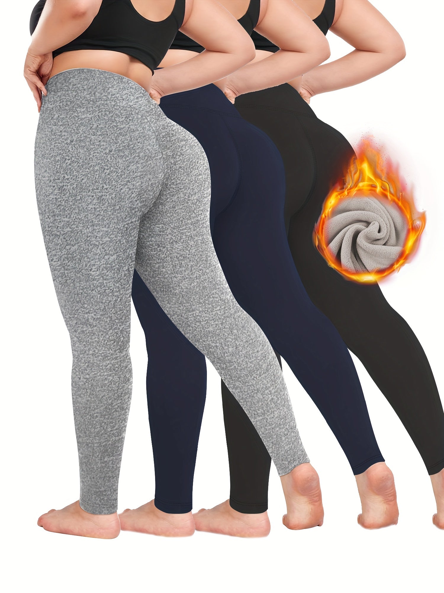 Women's Plus Size Thick Warm High Waist Leggings for Fall Winter