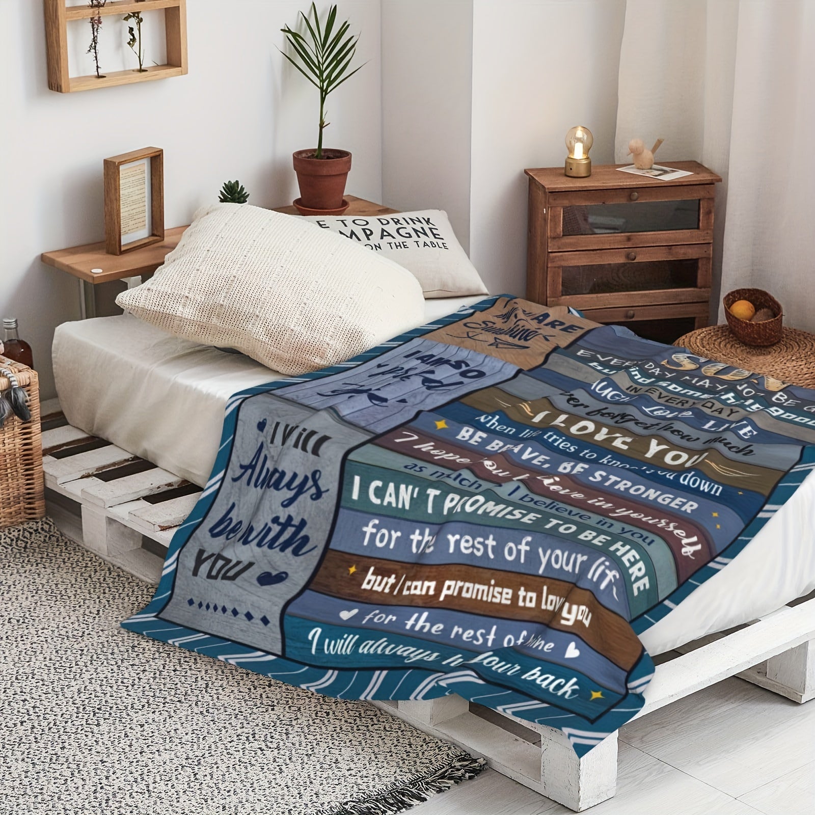 Flannel Throw Blanket for Son with Inspirational Love Message Knitted All-Season Gift for Teens and Adults