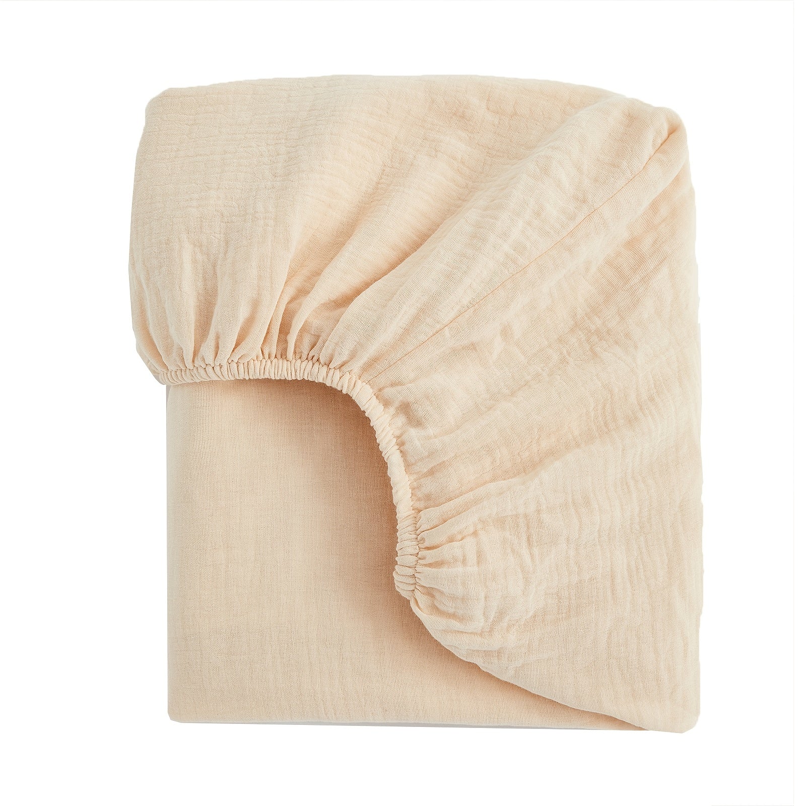 BeeWeed Мягкая муслиновая простыня для младенцев и детей - однотонный бежевый цвет, глубокий карман, стеганое постельное белье, машинная стирка, 28" x 52" x 8", бежевый