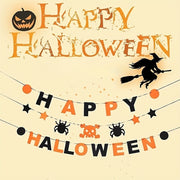 Halloween Felt Banner Decorations Set with Bat Pumpkin Skull Spider for Party