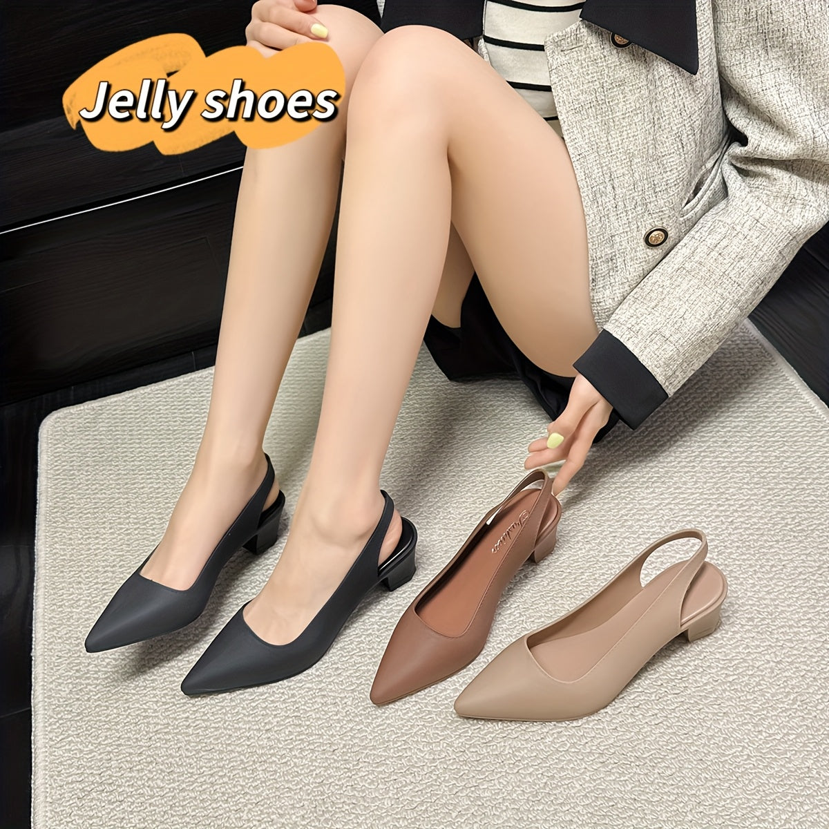 Women’s Pointed Toe High Heel Pumps Dress Shoes with Chunky Heel