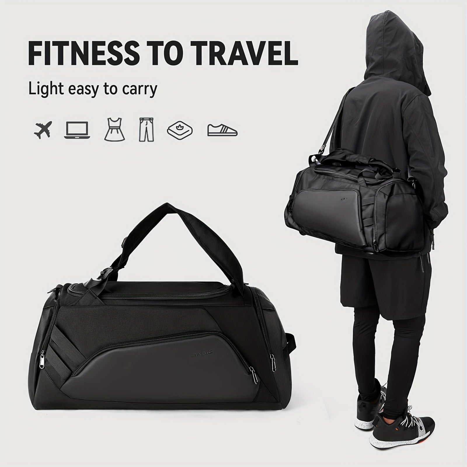 Waterproof Nylon Gym Bag with Wet Dry Separation for Travel and Fitness