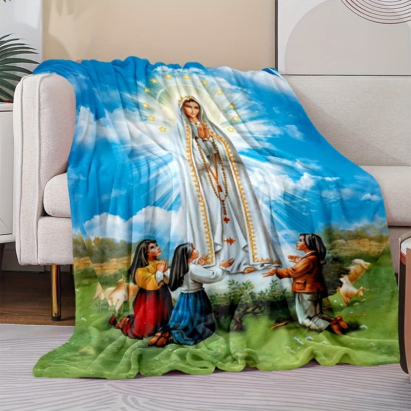 Manta de felpa con estampado de la Virgen María para sofá, cama, oficina, exterior, todas las estaciones