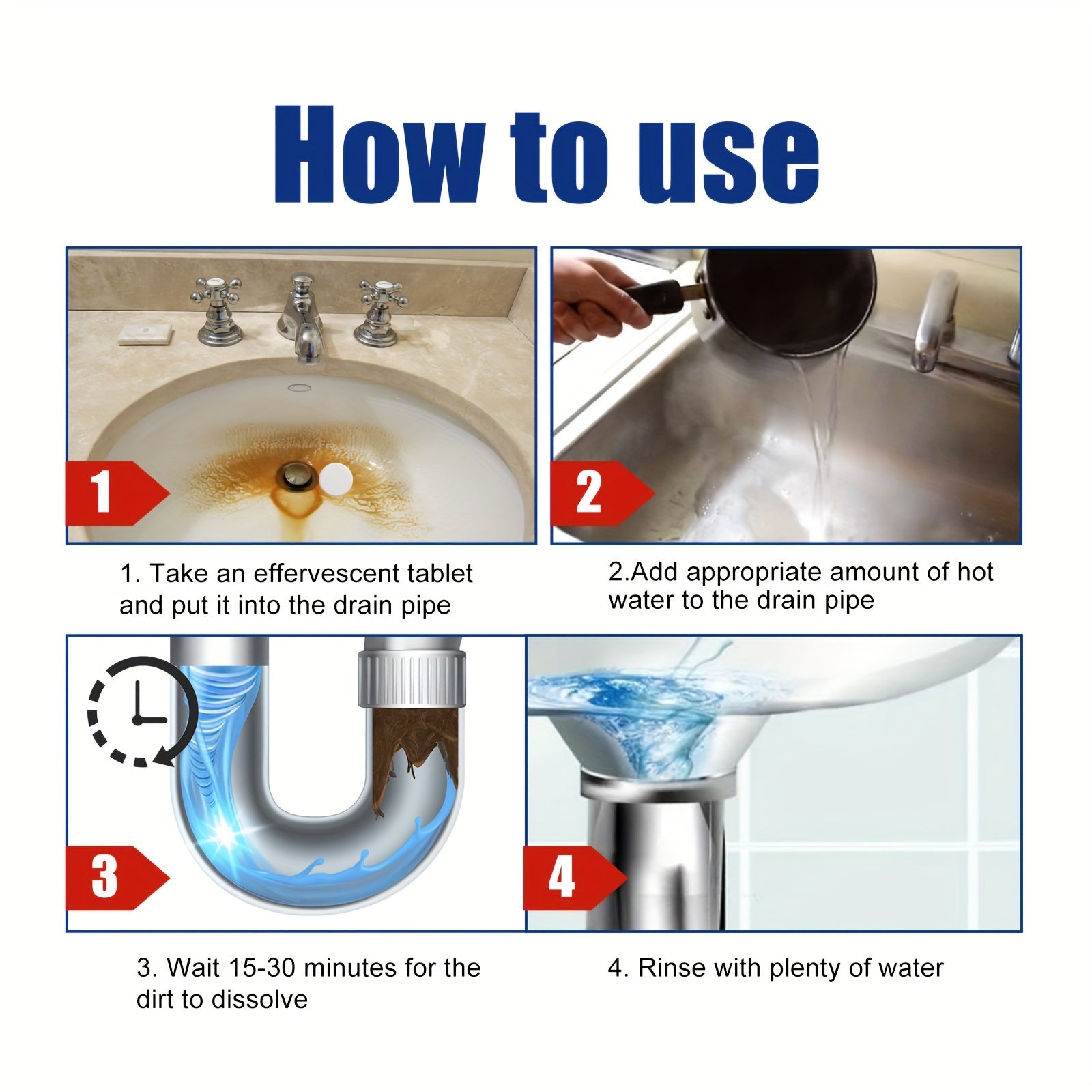 Caja de 12 limpiadores de desagües para inodoros, lavabos y desagües, desatascador