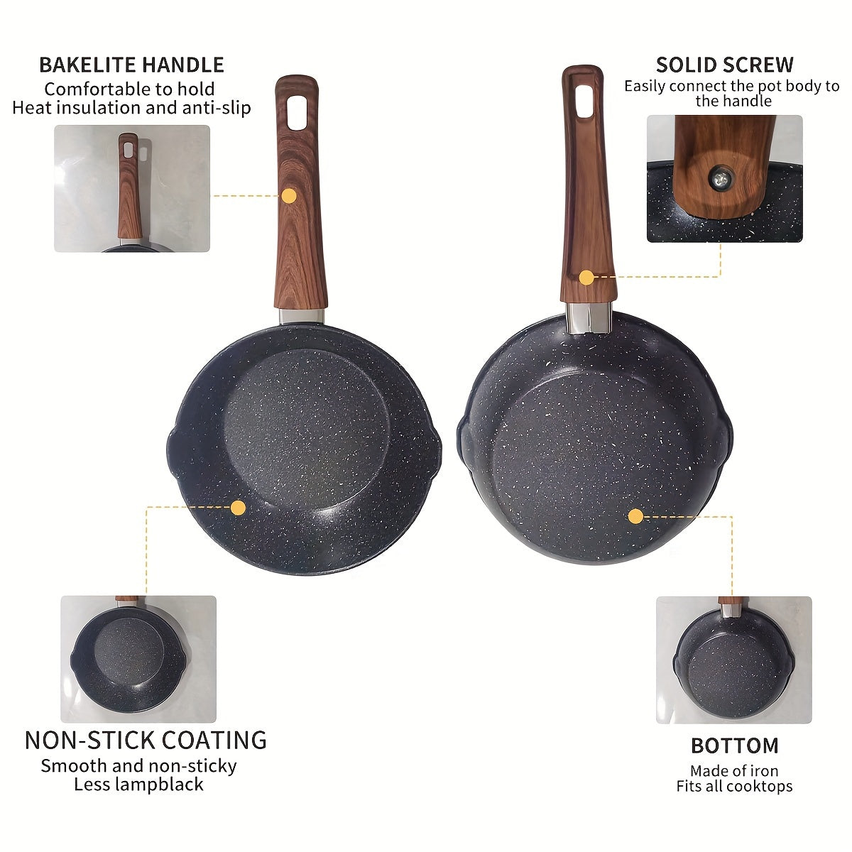 Cast Iron Cookware Black Mica Coated Multipurpose Pot 19.56cm