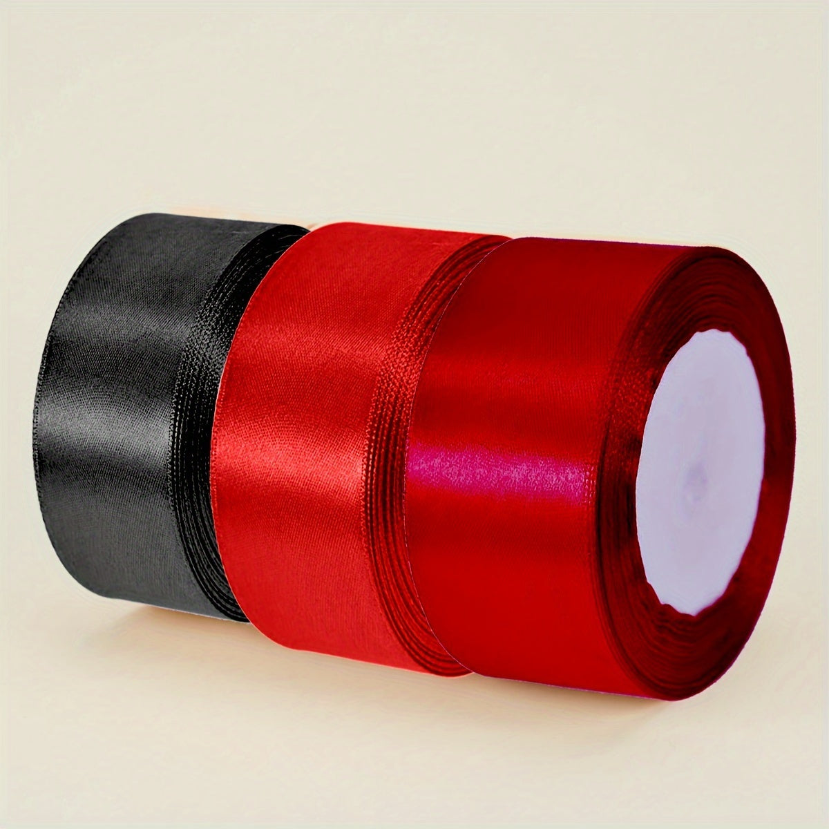 Satin Ribbon Pack 3 Pieces 4cm Wide 22m Long for Wedding Cake Decoration and DIY Crafts