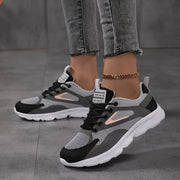 Women's Breathable Woven Sneakers Casual Lace Up Outdoor Shoes