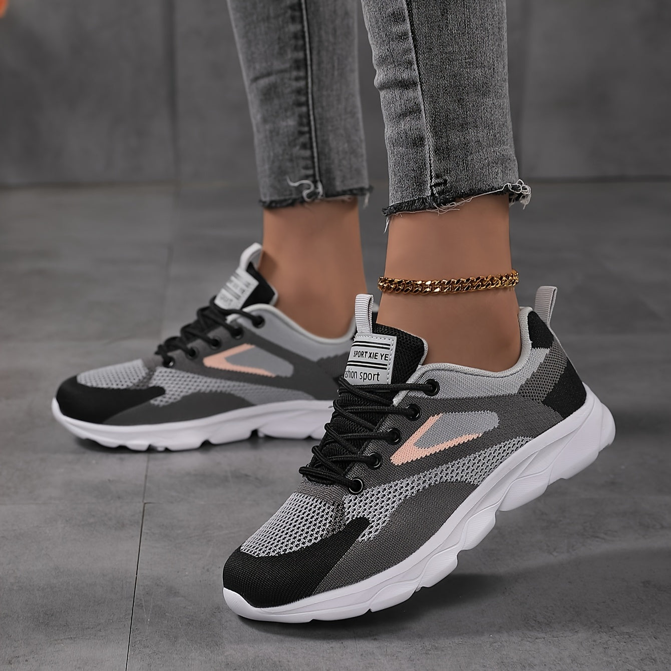 Women's Breathable Woven Sneakers Casual Lace Up Outdoor Shoes