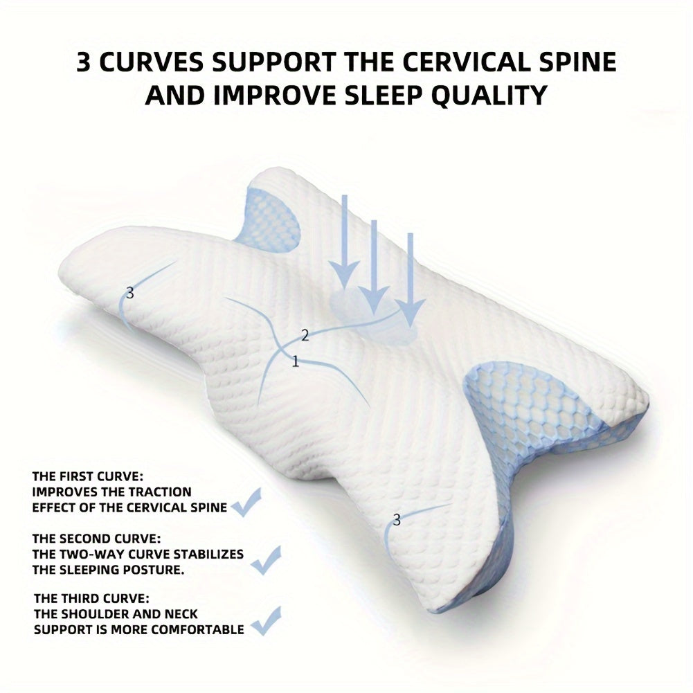 Memory Foam Pillow for Side Back and Stomach Sleepers Butterfly Shape Support