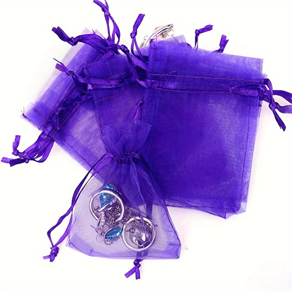 Turli xil binafsha organza sovgʻa zargarlik buyumlari chizilgan sumkalar 50 dona