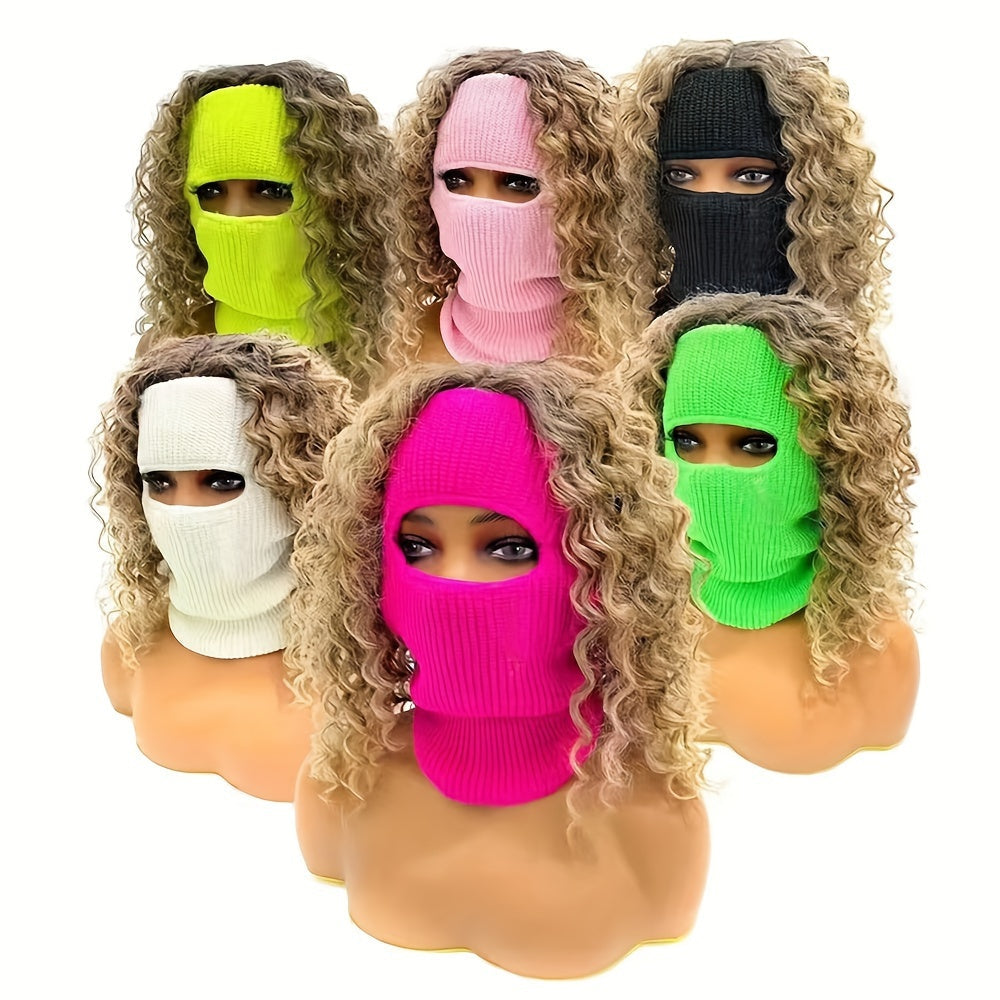 Winter Sports Face Mask with Knitted Single Eye Slot Candy Colors Warm Neck Protector