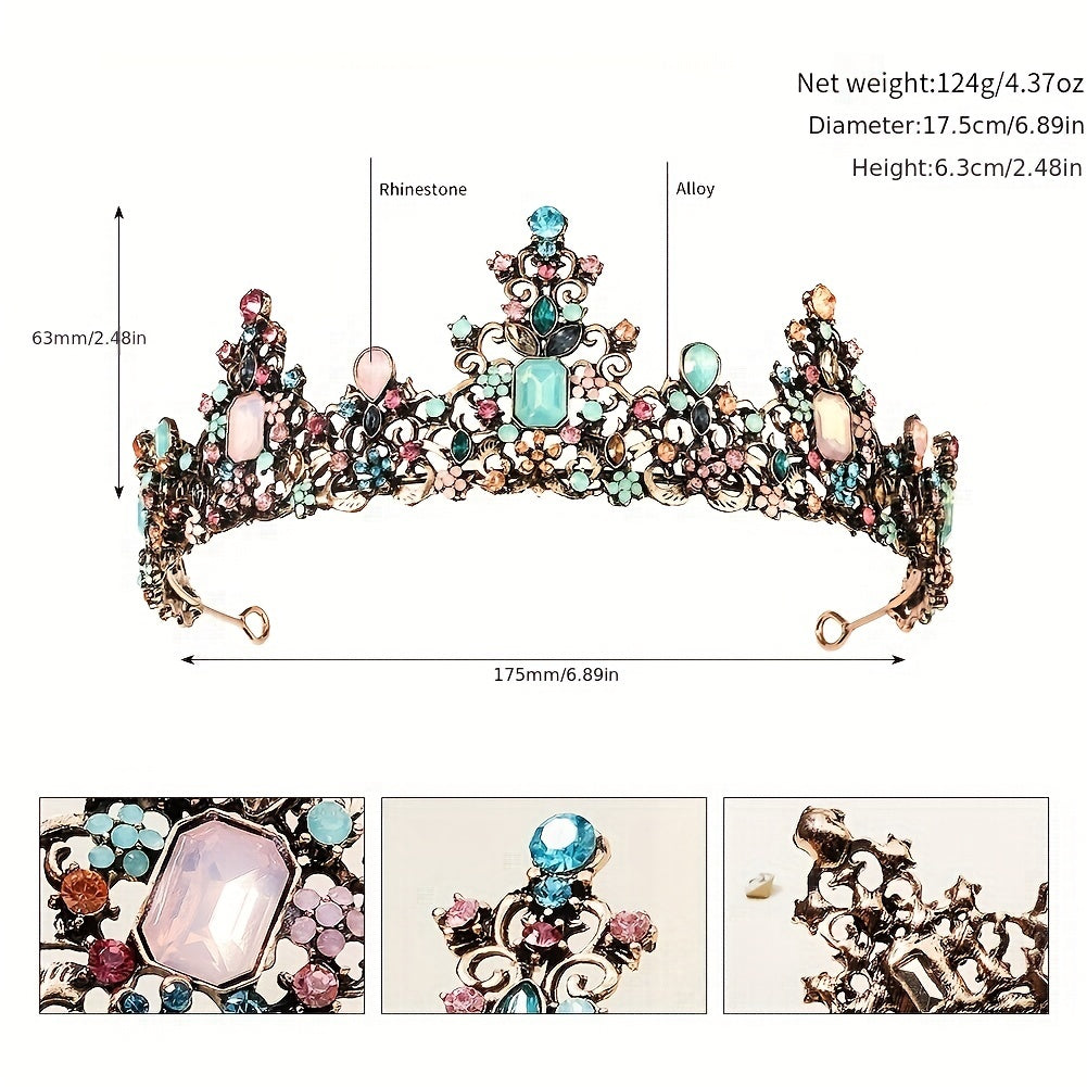 Цветная корона-ободок из сплава драгоценных камней для вечеринок, свадеб и косплея