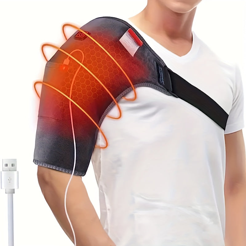Portable USB Heated Shoulder Wrap with Adjustable Temperature Settings for Pain Relief